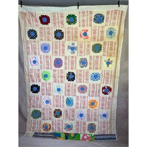 Vintage Handmade Flower Power Quilt